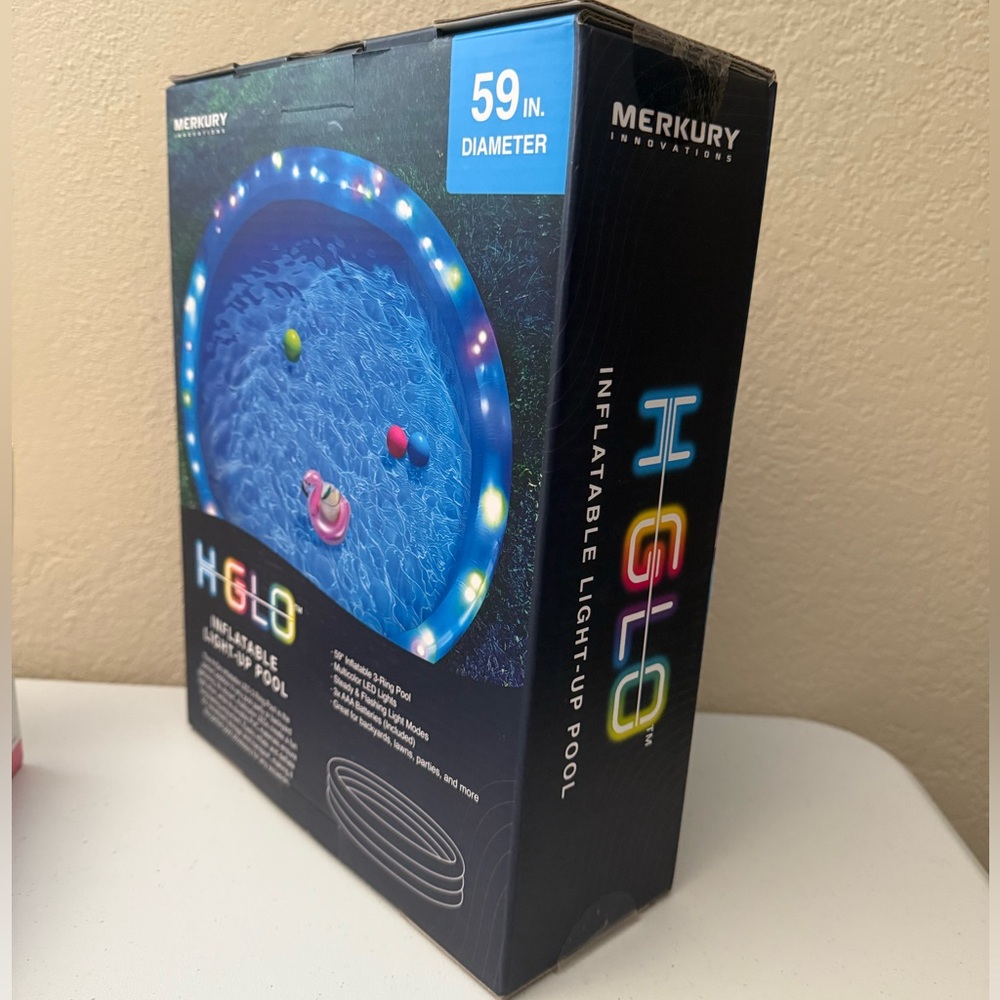 HGlo Inflatable LED 3-Ring Pool 59" Diameter - Picture 2 of 6